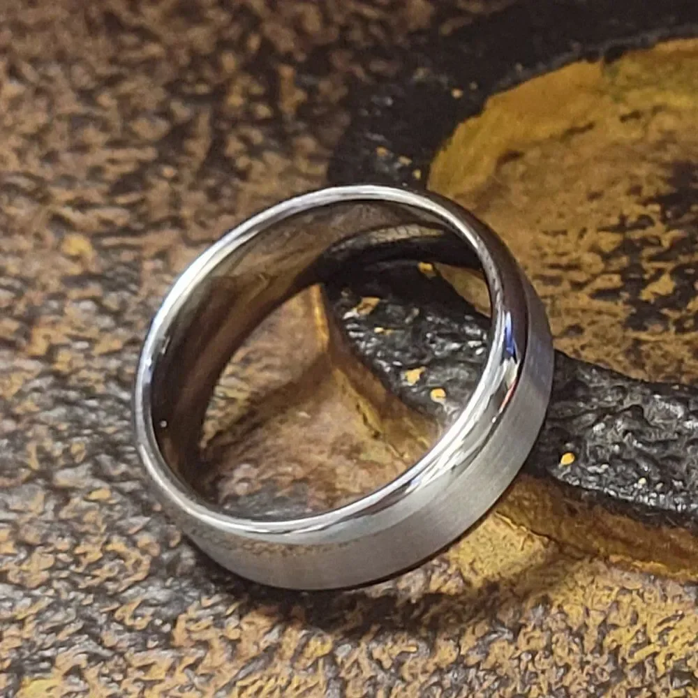 Men's Real Two Tone Silver Tungsten Wedding Ring - Two Tone Wedding Ring Guys
